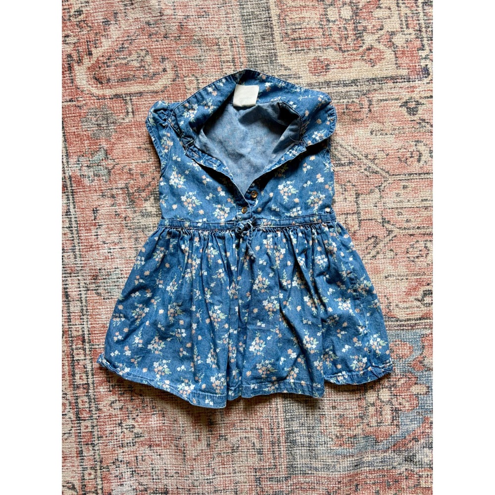Genuine Kids from OshKosh Girls 2T Toddler Blue Floral Denim Chambray Dress